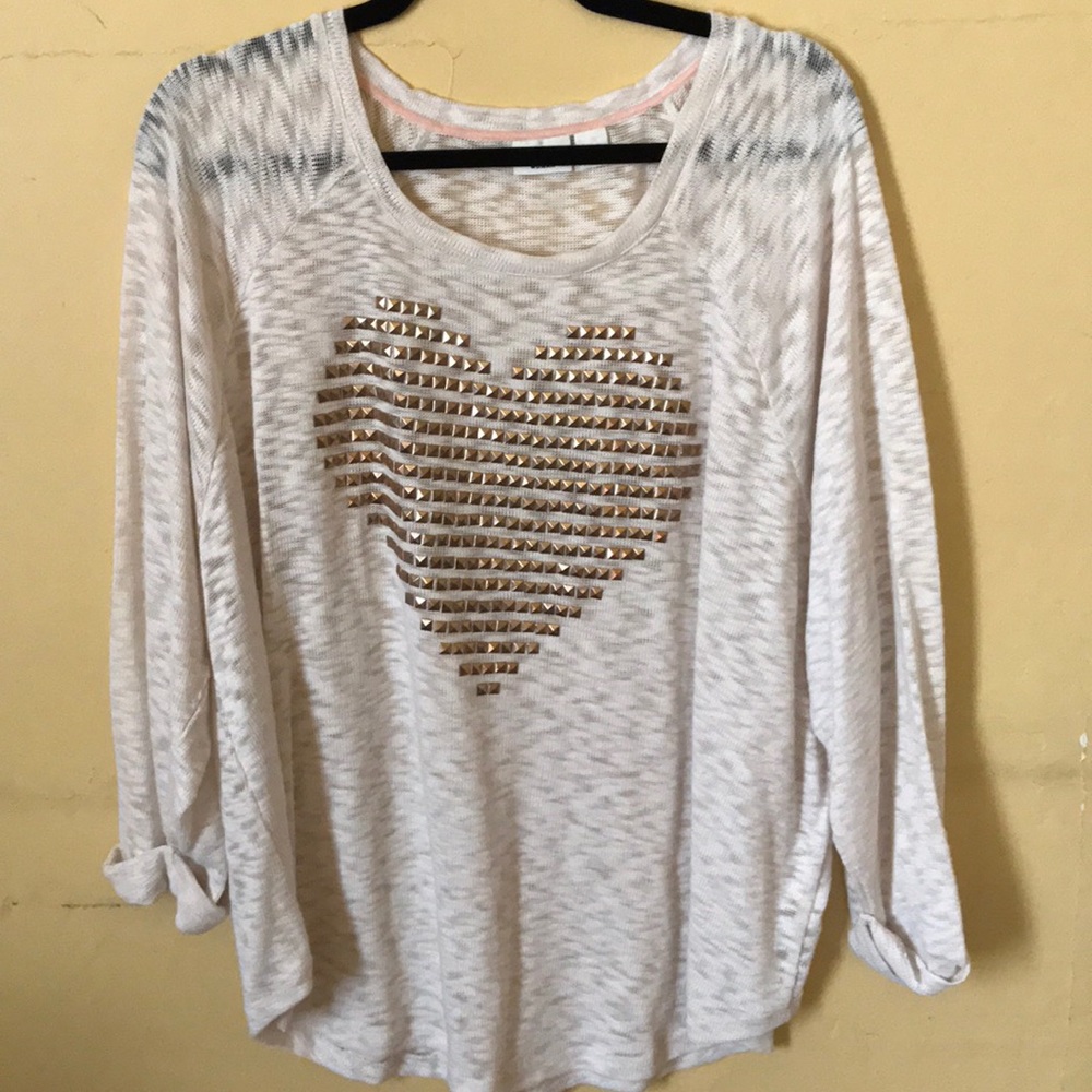 Cream sweater with heart detail